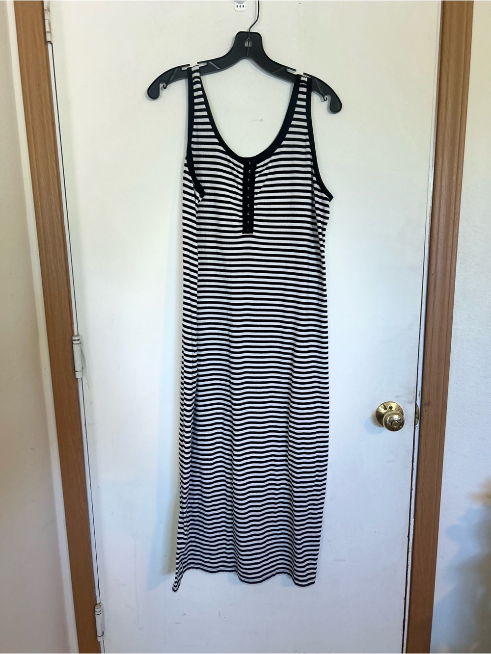 Torrid Super Size 2 Soft Rib Midi Dress White& Black Striped Hook & Eye